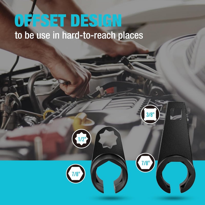 DURATECH 7PCS O2 Oxygen Sensor & Oil Pressure Socket Set, 1/2" 3/8" Drive x 22mm (7/8") 27mm 29mm Oxygen Socket Wrench, O2 Sensor Remover Removal Tool - Image 4